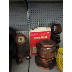 Clock, Fondue Pot, Movie Light & More