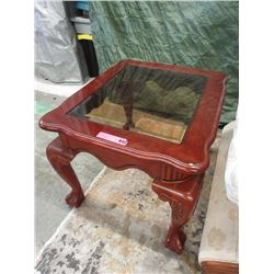 Glass Top Wood End Table