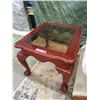Image 1 : Glass Top Wood End Table