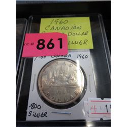 1960 Canadian Silver Dollar Coin - .800 Silver