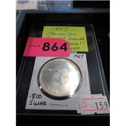 1967 Canadian Silver Dollar Coin - .800 Silver