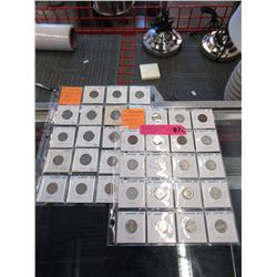 2 Sheets of 19 Vintage Canadian Nickels Each