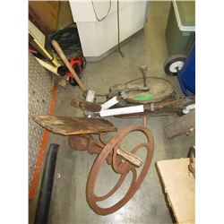 2 Vintage Hand Crank Industrial Farm Implements