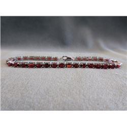 .925 Sterling Silver Garnet Tennis Bracelet