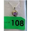 Image 1 : Sterling Silver Amethyst & Diamond Necklace