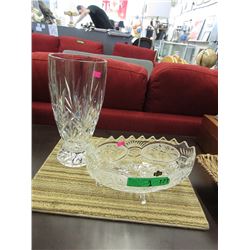 Large Crystal Vase & Fruit Bowl