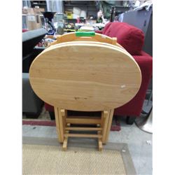 Solid Pine 4 Piece TV Tray Set