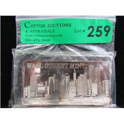 Rare 10 Oz. Wall Street Mint .999 Silver Bar