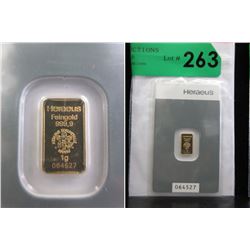 .9999 Gold Heraeus Mint 1 Gram Gold Bar