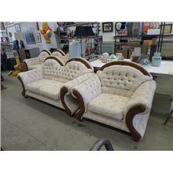 Ornate 3 Piece Button Tufted Sofa Set
