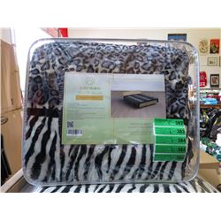 2 New Queen Size Animal Stripe Sherpa Blankets
