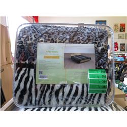 2 New Queen Size Animal Stripe Sherpa Blankets