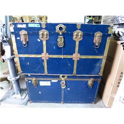 2 Vintage Metal Clad Storage Trunks