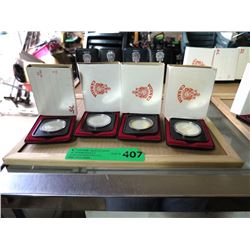Four 1970's Canadian Silver Dollar Coins