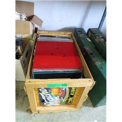 Wood Crate Full of Vintage LP Records