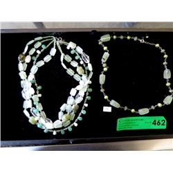 Two 20" Green Gemstone Necklaces