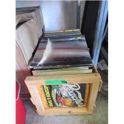 Wood Crate Full of Vintage LPs