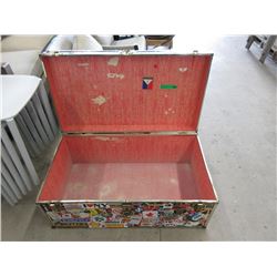 Vintage Storage Trunk with Many Stickers