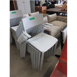 6 Stacking Grey Resin Chairs