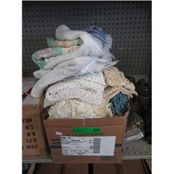 Box of Towels & Vintage Table Linens