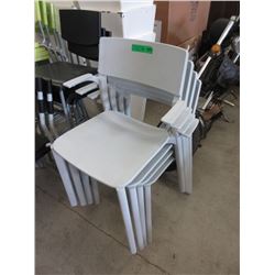 4 Stacking Grey Resin Chairs