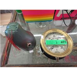 Vintage Boiler Gauge & Carved Otter Face