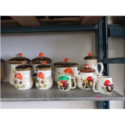Vintage 9 Piece Mushroom Canister Set