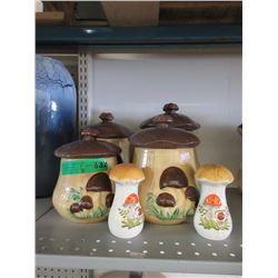 Vintage 6 Piece Mushroom Canister Set