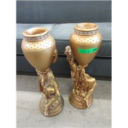 Pair of 24" Tall Chalkware Vases