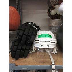New Bauer Hockey Helmet & Pair of CCM Gloves