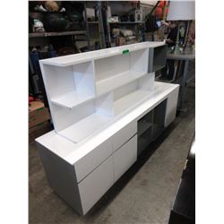 2 Piece White Lacquer Office Credenza