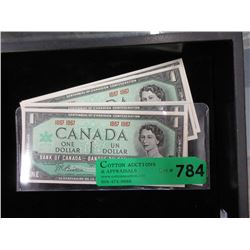 Four 1967 Canadian Centennial $1 Bills - Near Mint