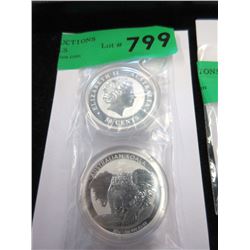 2 x .999 Silver 1/2 Oz. Australian Koala Coins