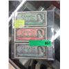 Image 1 : Three 1954 Old Issue Canadian Banknotes