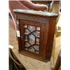 Image 1 : A late 19th century mahogany hanging corner cupboard, H 49cms W 43cms...