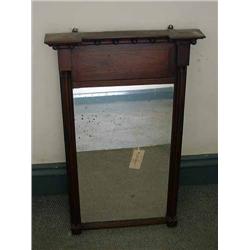 A 19th century mahogany, boxwood and ebony-inlaid wall mirror, H 68cms W 43cms...