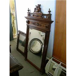 A 19th century oak rectangular wall mirror, H 155cms W 90cms...