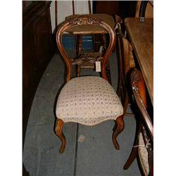 A pair of Victorian balloon-back chairs; three cane seat chairs; and a bamboo and rattan occasion...