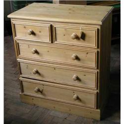 A stripped pine chest of drawers, H 102cms W 92cms...