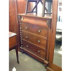 A Victorian mahogany chest of four drawers, H 126 cms W 110cms...