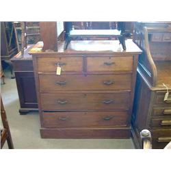 An Edwardian mahogany inlaid chest of drawers, H 98cms W 102cms...