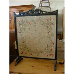 A mahogany firescreen and two mahogany wine tables (a.f)...