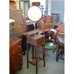 A Victorian walnut shaving stand, H 160cms W 35.5cms, and a side chair...