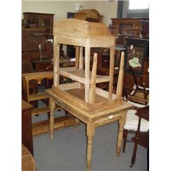 A Victorian pine washstand, and two pine tables...