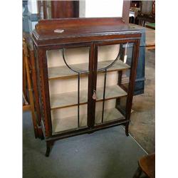 A mahogany display cabinet, H 130cms W 91.5 cms...