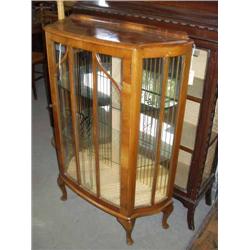 A walnut display cabinet, H 117cms W 76cms...