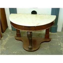 A Victorian mahogany demi-lune washstand, H 68.5cms W 107cms...