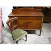 Image 1 : A mahogany sideboard, H 105cms W 122cms; and a Victorian mahogany dining chair...