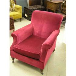 A pair of walnut-framed open armchairs...