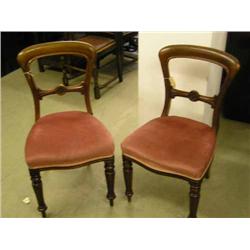 A pair of Victorian mahogany dining chairs and three similar chairs...